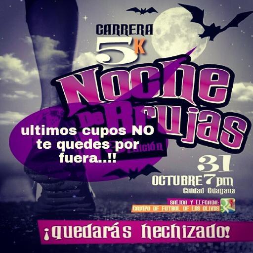 WitchesRunners's tweet photo. QUEDAN 30 CUPOS!!! carrera 5k #NocheDeBrujas 31oct costo 350bs INSCRIBETE-> http://t.co/hTcWCmKaDx @cachamayrunners http://t.co/zwuQqCtt8y