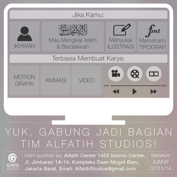 felixsiauw's tweet photo. bagi temen-temen yang punya keahlian buat video motion grafik, dan niat berdakwah | ditunggu di @AlFatihStudios :) http://t.co/XBMMZtFnvz