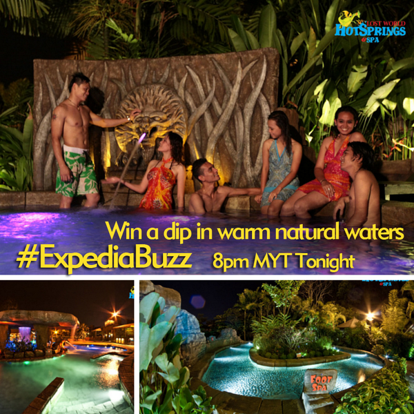 ExpediaAsia's tweet photo. #ExpediaBuzz is back! Join us 2night 8PM MYT &amp; win a relaxing dip for 2 in the Hot Spring &amp; Spa @ #LostWorldofTambun! http://t.co/PhuA7FDhV2