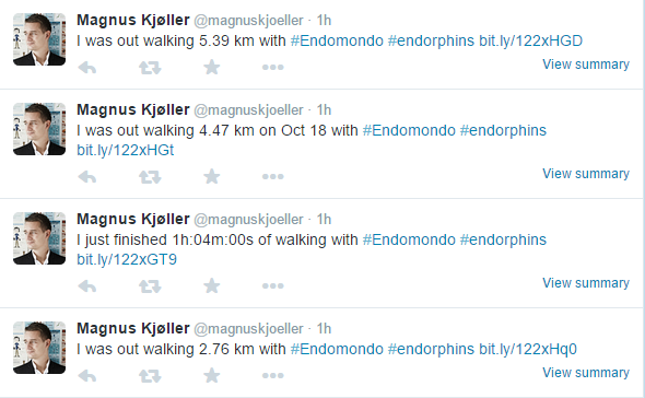 magnuskjoeller's tweet image. Just uninstalled the @Endomondo app and switched to Nike Running after this randomly posting crap! #twitterspam