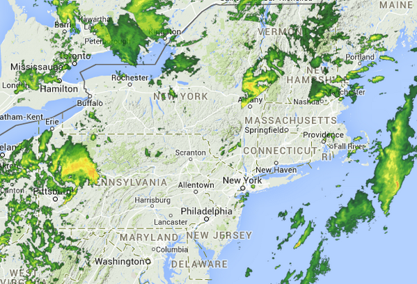 wunderground's tweet image. Heavy #rain expected in the northeastern #US today. Track these storms with our #WunderMap: bit.ly/10iKp3l