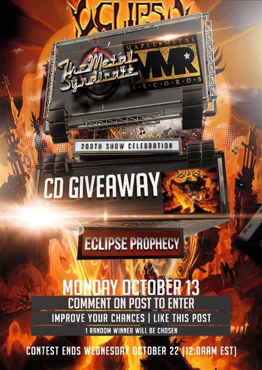 TheMetalSyndMtl's tweet photo. Last day for our #ECLIPSEPROPHECY - Days Of Judgement CD #Giveaway To enter #RT this tweet. http://t.co/H61FibCAv9