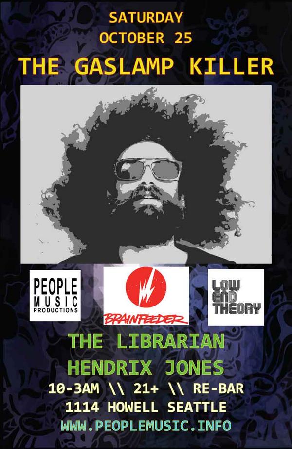 People_Music's tweet photo. THIS SHOW! @GASLAMPKILLER @LibrarianMusic @Hendrix_Jones THIS SAT @rebarseattle Tickets http://t.co/cVDFPDTsiG http://t.co/eV9zCCYIXm