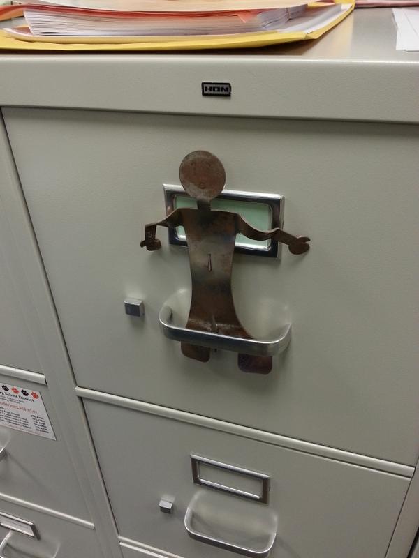Mr_Kniess's tweet photo. @Gen_Met found this little guy in a secretaries file cabinet.  Been there for years! #makingstuffiscool http://t.co/N93ThzpT4n