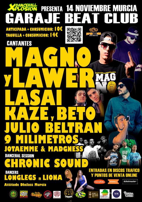 DXFest's tweet photo. MAGNO y LAWER, KAZE y BETO, LASAI, JULIO BELTRAN, 9MM, CHRONIC SOUND, DANCERS y MAS 14Nov en MURCIA @garajebeatclub http://t.co/H4MywNCRbc