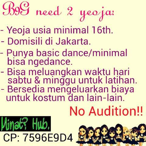 [Help RT] <a href="/RedCookie_DC/">레드쿠키</a> we are B9G cover snsd  need  2 member yoeja more info hub 089676415158 / 7596E9D4.gomawo^^