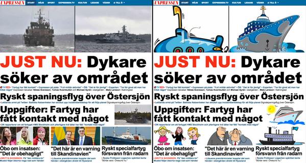 kwasbeb's tweet photo. äsch hörrni, vad ska man med fotografer till när det finns clipart? expressen före och efter nerdragningen: http://t.co/CSuqrr3ibY
