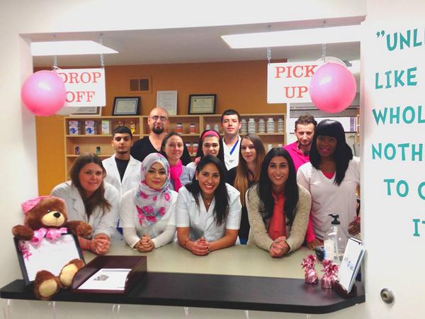 CreamsNCaps's tweet photo. Show your support! Our team is wearing pink in support of #BCAwareness Month &amp; for our patients undergoing treatment. http://t.co/eyhVOnIlyM