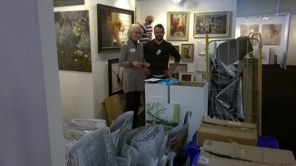 jackfineart's tweet photo. @AAFLondon . Looking very messy but it will look better by tomorrow! #affLondon #art #London #exhibiting http://t.co/Bgch12O29v