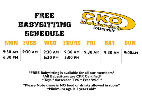 COME IN FOR A FREE TRIAL CLASS AND CHECK OUT OUR FREE BABYSITTING ROOM!!!