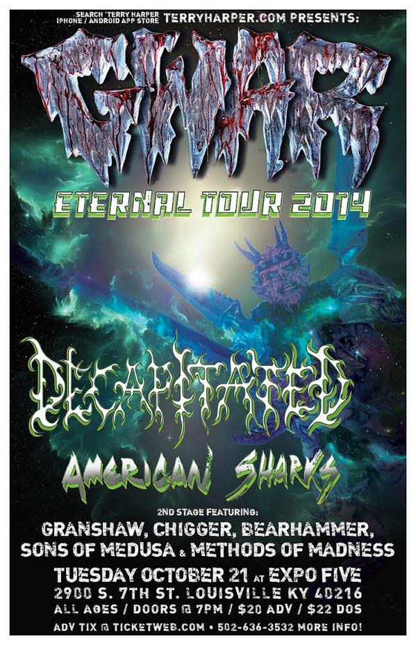 ExpoFive's tweet photo. Tonight we ROCK with GWAR!!! http://t.co/zHyxk4FckZ