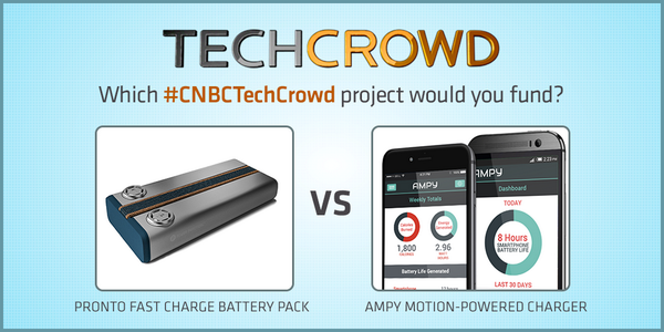 CNBCTechCheck's tweet photo. Which #cnbctechcrowd project would you fund – @PowerPractical or @getampy? VOTE NOW: http://t.co/7SvuxTiOiS http://t.co/Sm8UVlSoEU