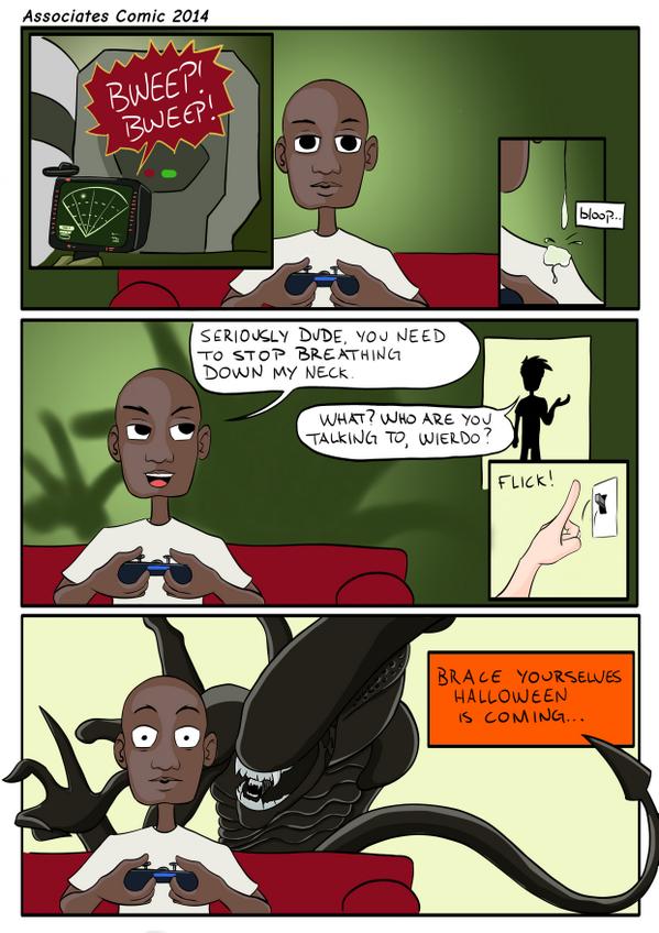 AssociatesPress's tweet photo. Newest Comic on #TAP http://t.co/nlFNc2qw5Z #Halloween #AlienIsolation #comics http://t.co/kHmEMXxuAq