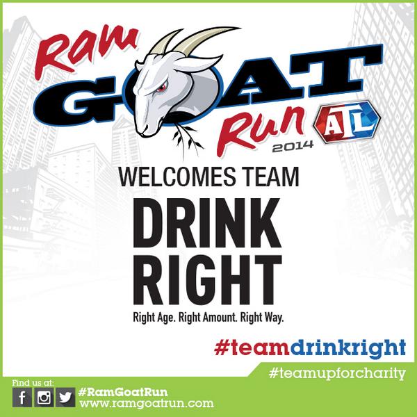 RamGoatRun's tweet photo. #RamGoatRun welcomes #TeamDrinkRight to the Hunt. We love the Drink Right Campaign! #teamupforcharity @DrinkRightJA http://t.co/xWTNEIckVN