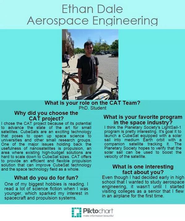 GoBluePlasma's tweet photo. Have you met Ethan Dale yet? #CubeSats. Check out his bio for more info. #GoBluePlasma  #TeamMonday #CAT #Research http://t.co/w68syaAJDz