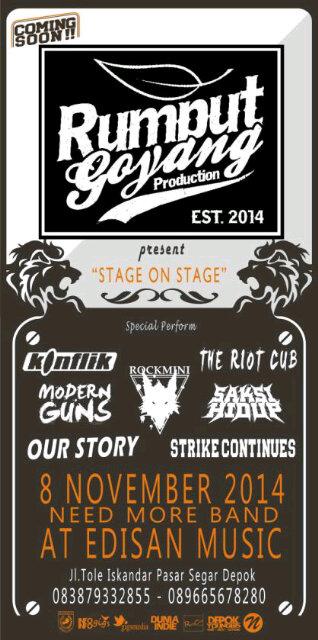 'Stage On Stage' Saturday 8th Nov '14 at @Edisanmusic Depok-Indonesia Cc. <a href="/INFOINFOGIGS/">Seputar Indie & Gigs</a>
