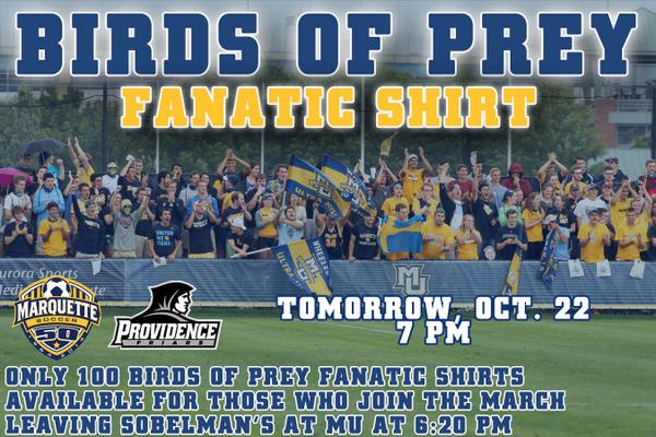 MUbirdcage's tweet photo. Hey @MarquetteU students! Get your Birds of Prey Fanatic shirt by joining the march leaving @SobesMU at 6:20 tomorrow http://t.co/mutcWG4DXi