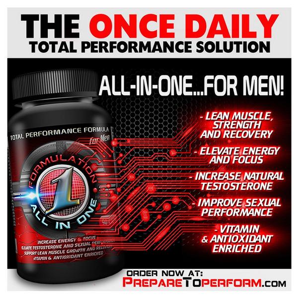 Formulation1's tweet image. ONCE DAILY.....ALL IN ONE.....MEN ONLY  #TotalPerformance PrepareToPerform.com