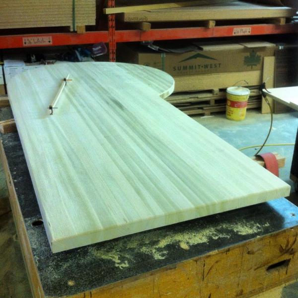 Butcher block counter ready for spraying. We use polyurethane to seal our wood counters to ensure #longlastingquality