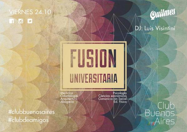 #viernes #fusion #universitaria #abogacia #psicologia #medicina #odontologia #unc #clubbuenosaires <a href="/nochecba/">@NocheCba</a>