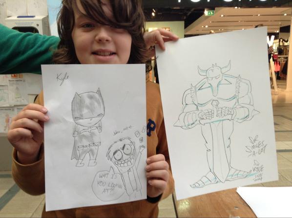 comicartkids's tweet photo. Joker vs Sir Smiles-a-Lot... "Wat is you looking at?" #WDUD @comicartfest http://t.co/tiO3tg3WKr