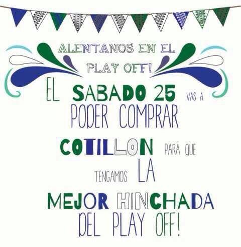 paulitamuna's tweet photo. Este sabado preparamos la hinchada... El proximo agarrate! #caminoalplayoff http://t.co/cVli0hNteY