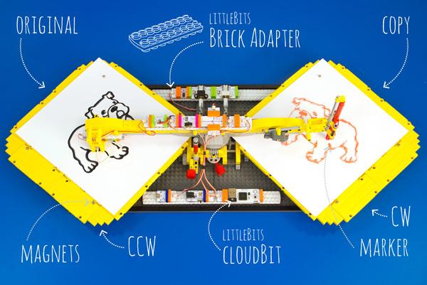 littleBits's tweet photo. This #Lego Spinning Replicator by @_sacek will blow your mind.  http://t.co/FfAAsXpJIv  #BrickAdapter #MadeWithBits http://t.co/Nkz1Gc22gB