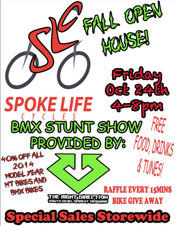 SpokeLife's tweet image. Fall Open House October 24-25 #spokelife