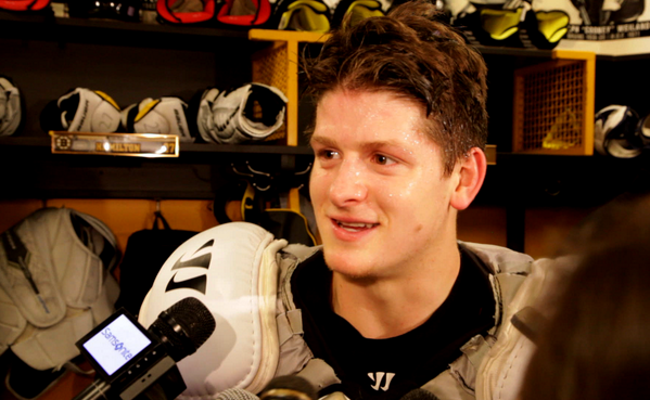 NHLBruins's tweet photo. Bart slotting in, Krug starting on the right side as #NHLBruins host Sharks. Preview + lineup: http://t.co/GgJTfXbpOe http://t.co/ZtW49cdS0z