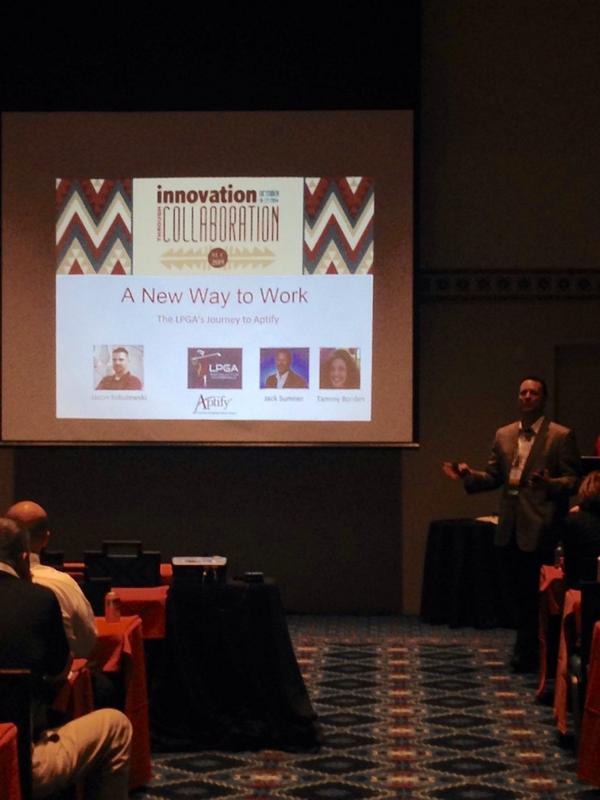 aptify's tweet photo. A New Way to Work: Change Management with @LPGA CIO Jack Sumner @LPGA_CIO #AUC2014 http://t.co/DQ1eFTRPn2