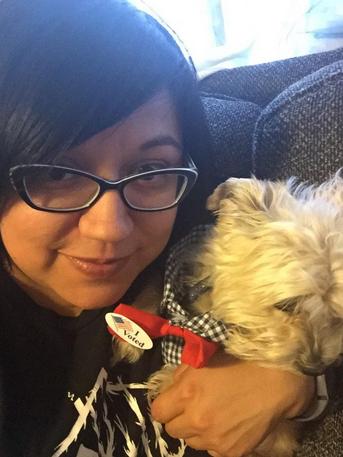 wendydavis's tweet photo. Thanks Denise–cute pup! MT @DeniseFlores
Both of us got choked up voting for Wendy &amp; Leticia just now. #MyTexasVotes http://t.co/X8qoyHnu7P