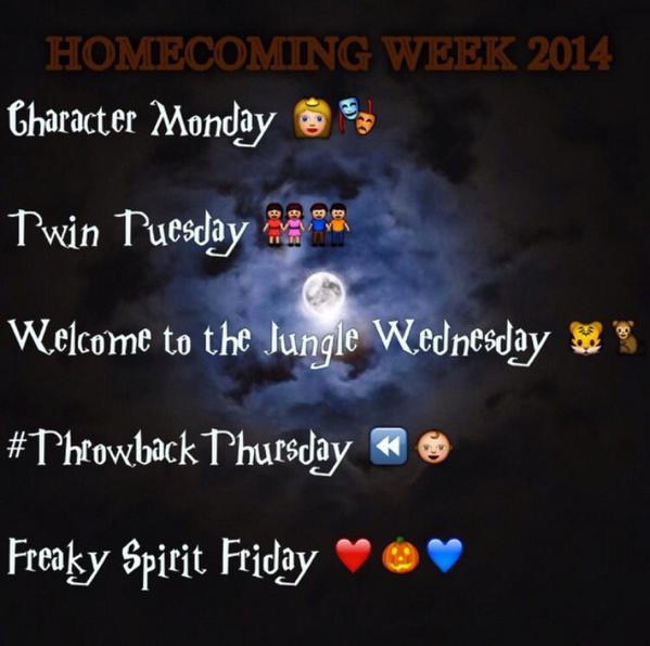 CynYanez's tweet photo. *ATTENTION ALL DHS STUDENTS* 
These are the theme days for Oct 27- 31st! RETWEET! RETWEET! RETWEET! http://t.co/ukcJMpJl6h