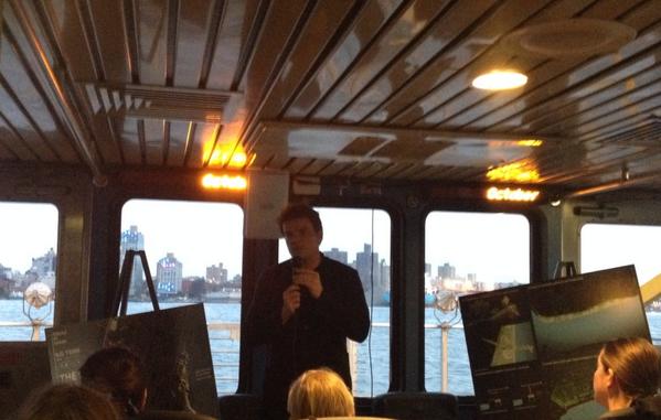 DenmarkinNY's tweet image. .@BjarkeIngels speaking about his "BIG U" at a boat tour w LES Ecology Center #resilience #rebuildbydesign