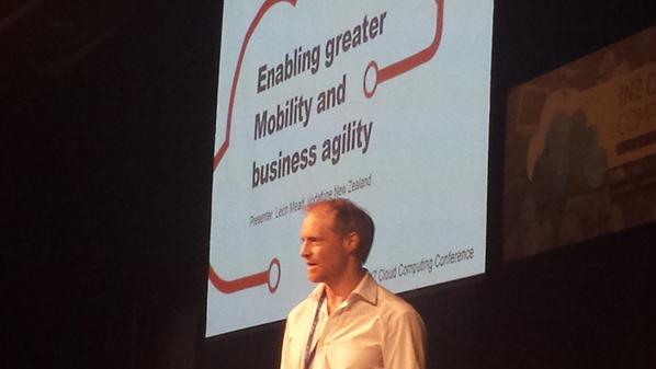 NZTechIA's tweet photo. Cloud mobility guru Leon Mead from @vodafoneNZ sharing insights #nzcloud conference today in Akl. http://t.co/jTFwI4zEgo