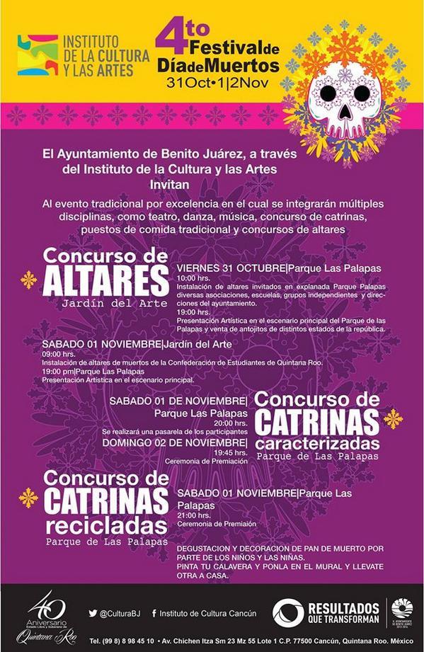 DestinoCancun's tweet photo. ¡No te pierdas! el Festival de #DíadeMuertos en el @CaribeMexico @CancunCVB @DestinoCancun http://t.co/MbiHVlFRRc
