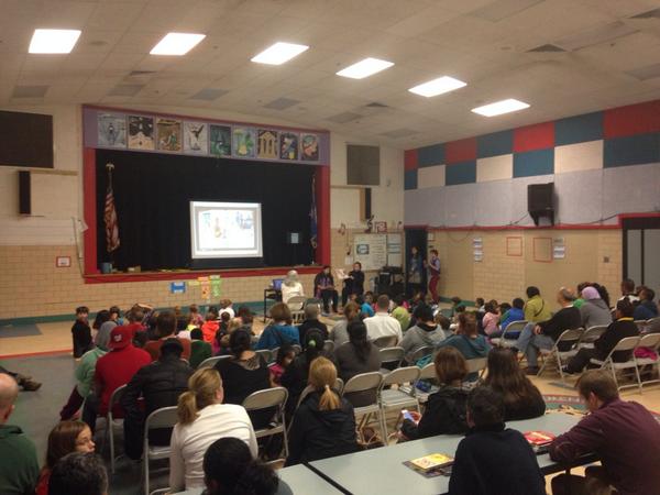Redding_APS's tweet photo. Ms. Miranda and Ms. Maldonado share the story "Biblioburro" #kwbpride #kwbLibrarynight http://t.co/b4Cn4RLgRL