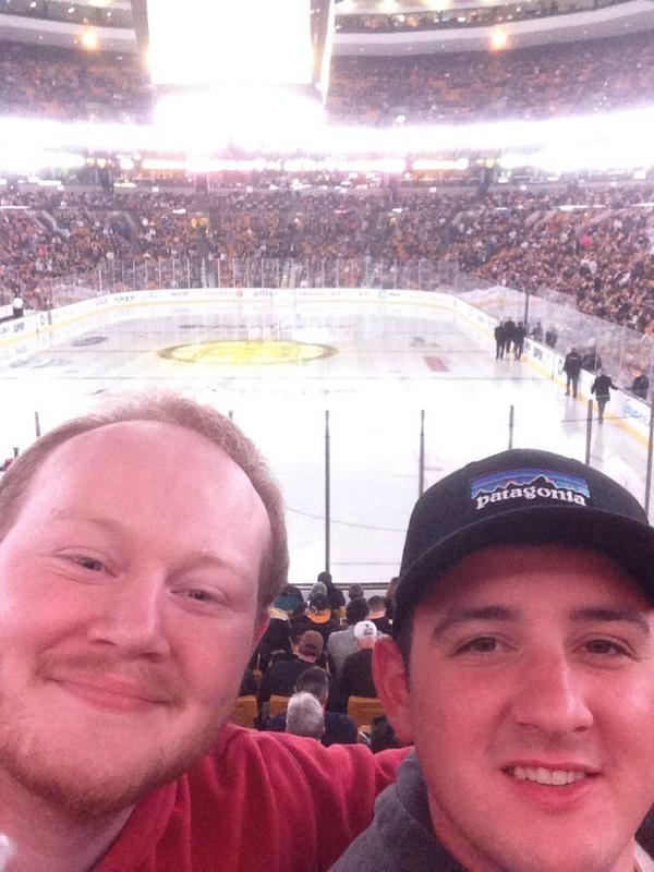 CaseyCushing1's tweet photo. #nhlbruins with a good friend who took me to the game! Sorry Aly (in section 324) but these seats are awesome!! http://t.co/UklSmhnYW9