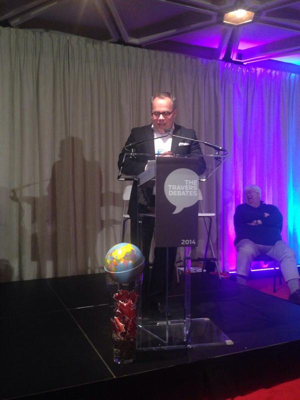 RosieBarton's tweet photo. Here's @InklessPW as part of the serious debate on Canada's place in the world. #Travers2014 http://t.co/a2MiKaNqZq