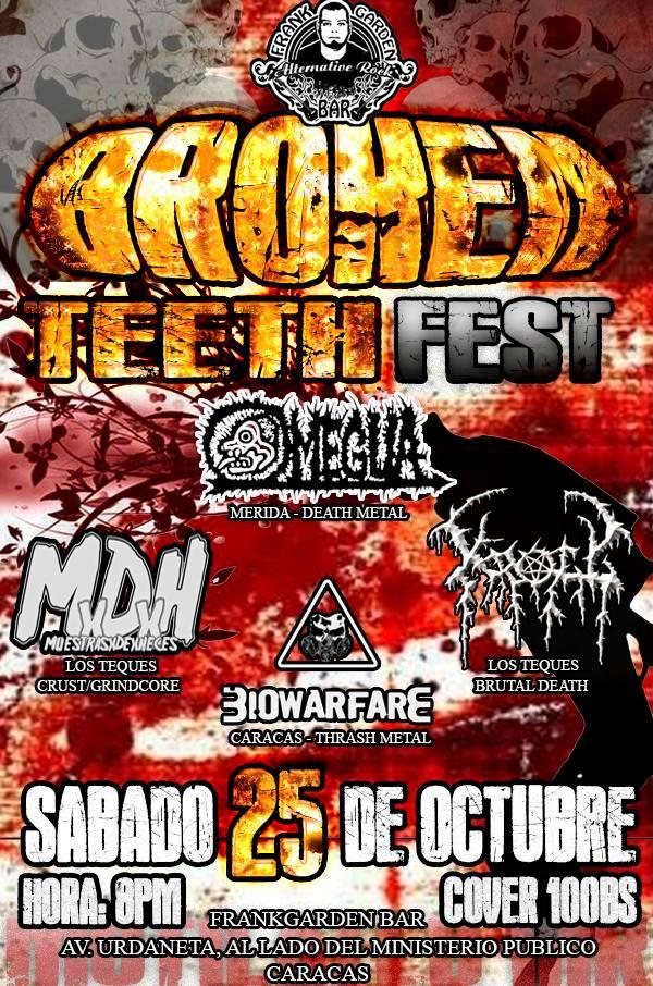 Kroll_Vzla's tweet photo. El próx Sáb 25 de Octubre se realizará en el bar el #BrokenTeethFest con #Omegua @MxDxH @Kroll_vzla y @biowarfareband http://t.co/yXDeRwQvEG