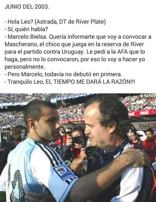 La conversación telefónica entre Leo Astrada y Bielsa sobre Javier Mascherano, en Junio de 2003
