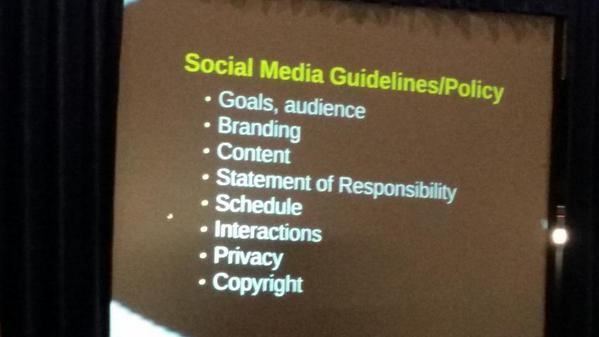 Peterals's tweet image. Kelly Cotter on Social Media Guidlines #ili2014