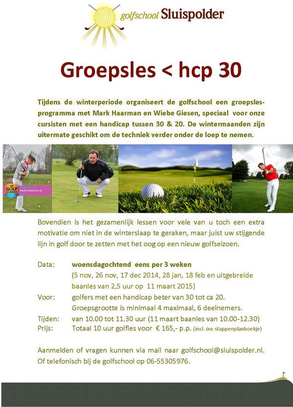 WINTERGOLF? GROEPSLESSEN voor HCP 30-20. Pro's Haarman &amp; Giesen. 10 uur voor € 165,-  sluispolder.nl/sluispolder/go… #golf