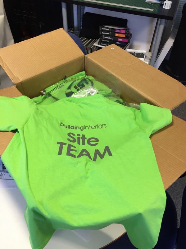 BIGinteriors's tweet photo. Christmas has come early at #BuildingInteriors today, we've got new T-Shirts. Hope the #SiteTeam like them. http://t.co/cLl2KeVuC5