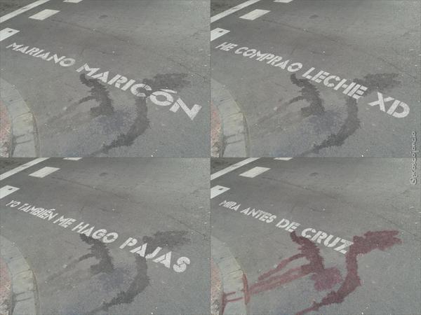 N4tGr's tweet photo. "@Proscojoncio: Tomas falsas de las frases pintadas en los pasos de cera de Madrid: http://t.co/2ygNcH0jLG" @MarEscusa de estas no vi :P