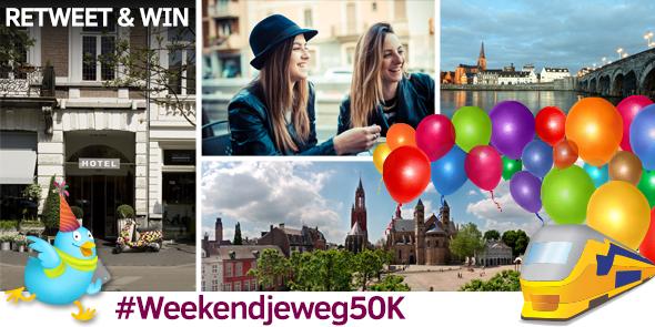We hebben 50.000 volgers! Vier je mee? #RT  #Weekendjeweg50K en #win 2 pers Design Hotel Maastricht incl treintickets