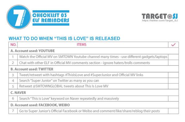 [READ AND SHARE] ELF Checklist when #ThisIsLove MV is released. Oct 22, 5PM KST.