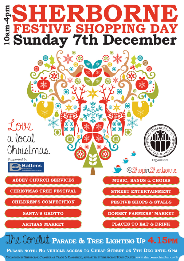 FiverFestSherbs's tweet photo. Diary date reminder: Sunday 7th December - A great #festive day out in #Sherborne for all the family! http://t.co/T9WRMjsv8W
