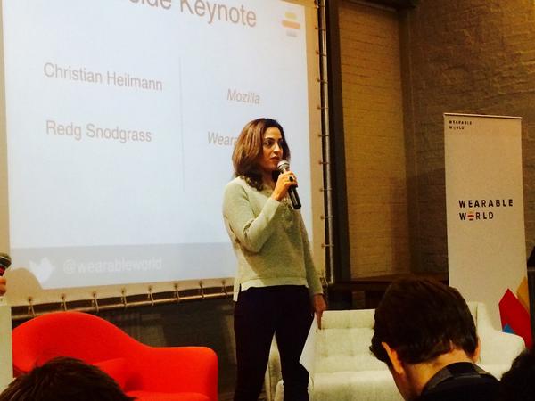MillsHoneywell's tweet photo. .@mitra_m intros @ICtomorrow @@creativeKTN Wearables Assembly, 18 Nov @CDECatapult at #glazedcon http://t.co/ZRDXbIdu1A