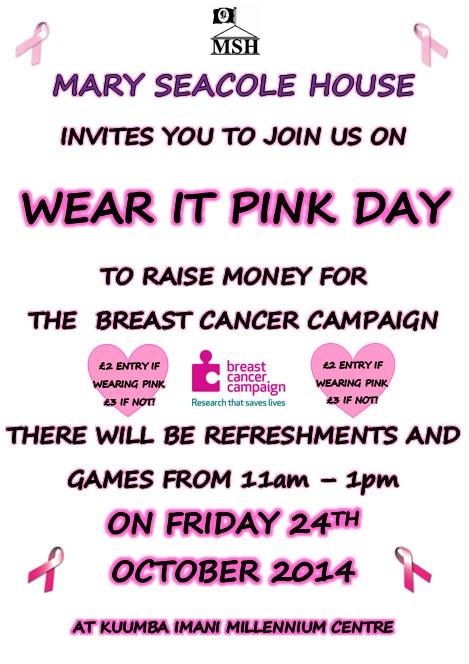 Kuumba_Imani's tweet photo. Mary Seacole House Wear It Pink for Breast Cancer @Kuumba_Imani _Imani this Fri,11am-1pm. All Welcome #wearitpink http://t.co/OLkirNv6kD