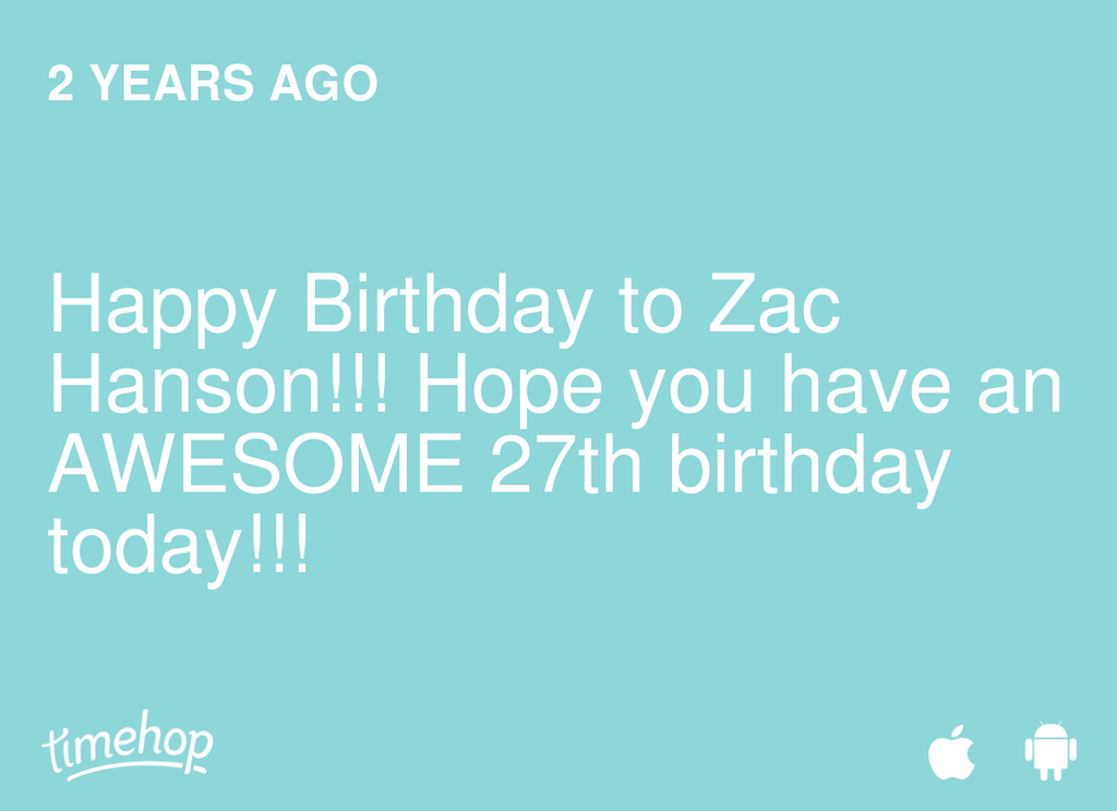 Happy 29th birthday to Zac Hanson today!  